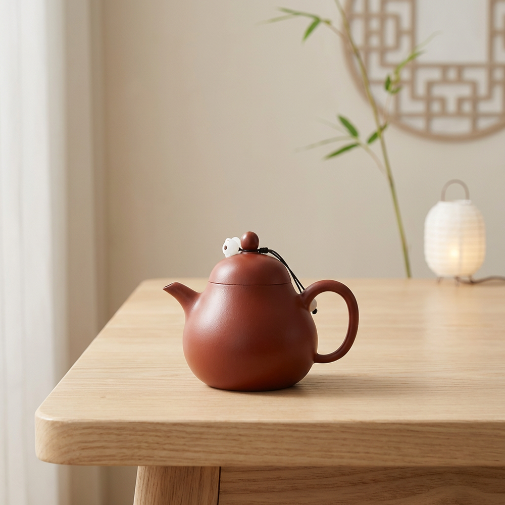 Yixing Da Hong Pao Pear-Shaped Clay Teapot