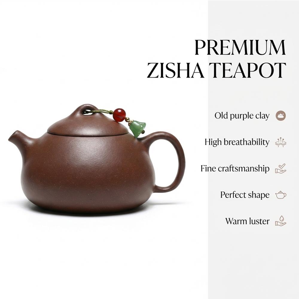 Yixing Purple Clay Gongfu Teapot with Ergonomic Handle
