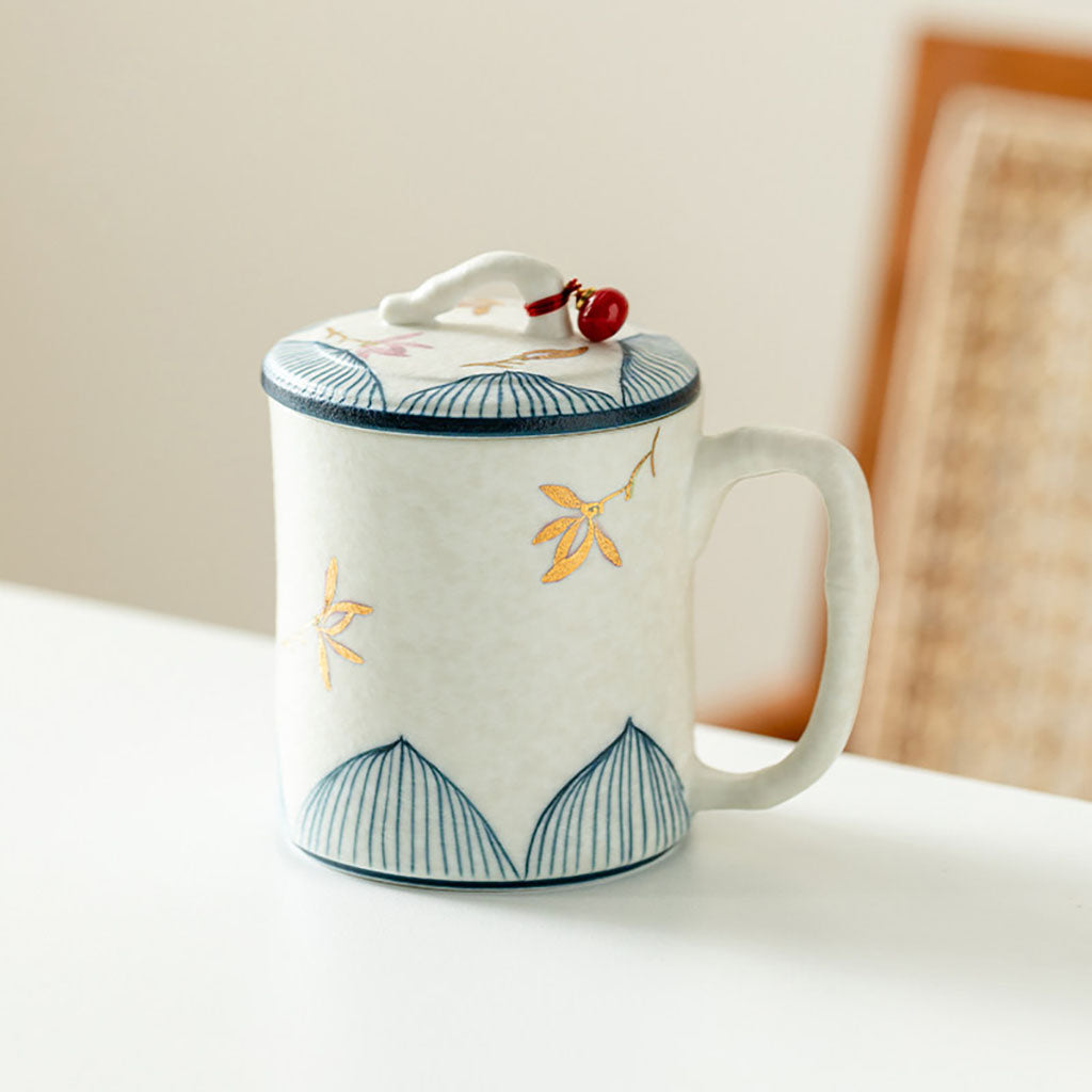 Ceramic Bamboo Orchid Tea Cup with Infuser