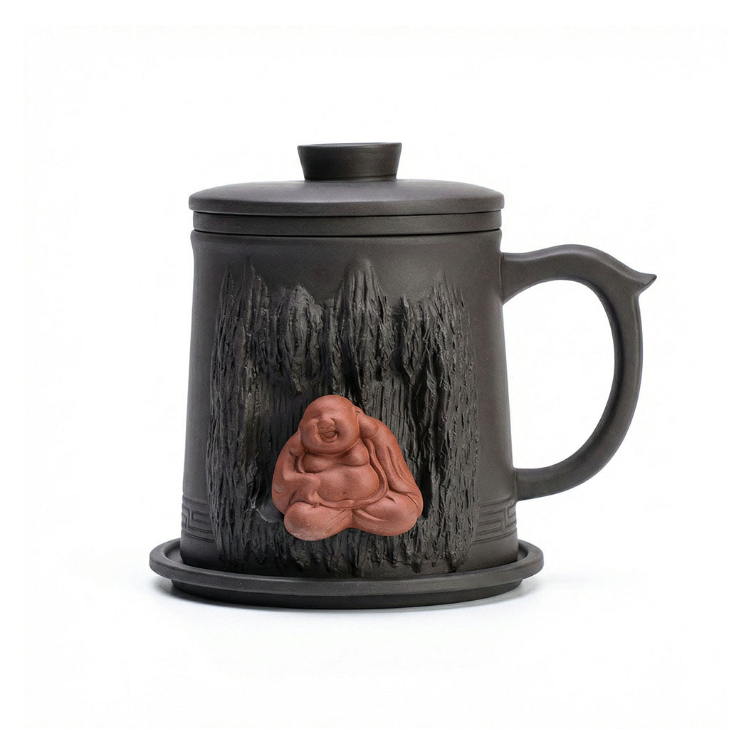 Maitreya Buddha Purple Clay Tea Cup with Infuser