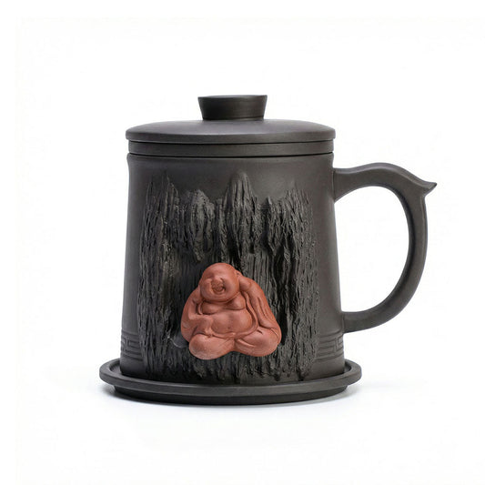 Maitreya Buddha Purple Clay Tea Cup with Infuser