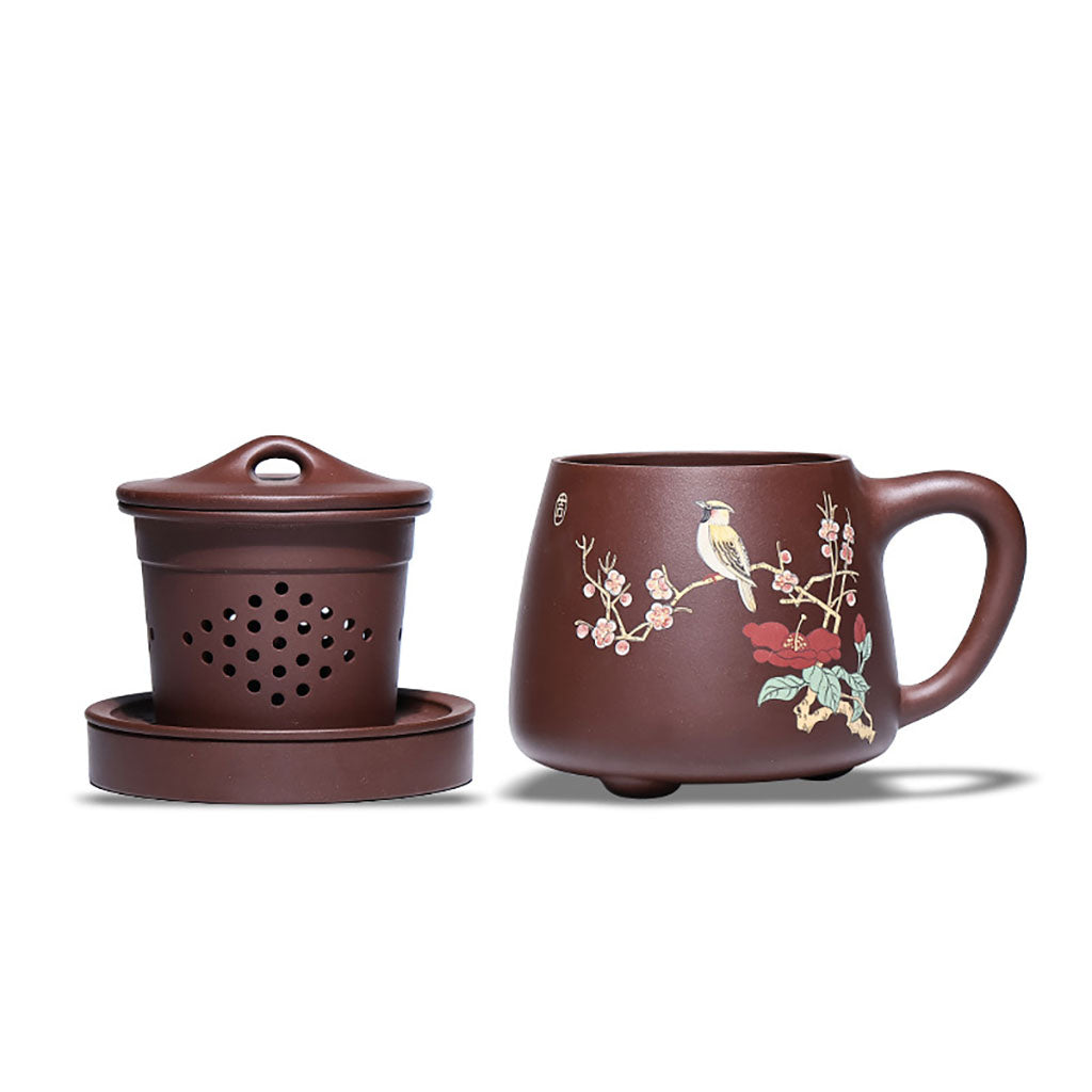 Yixing Purple Clay Tea Cup with Lid and Infuser