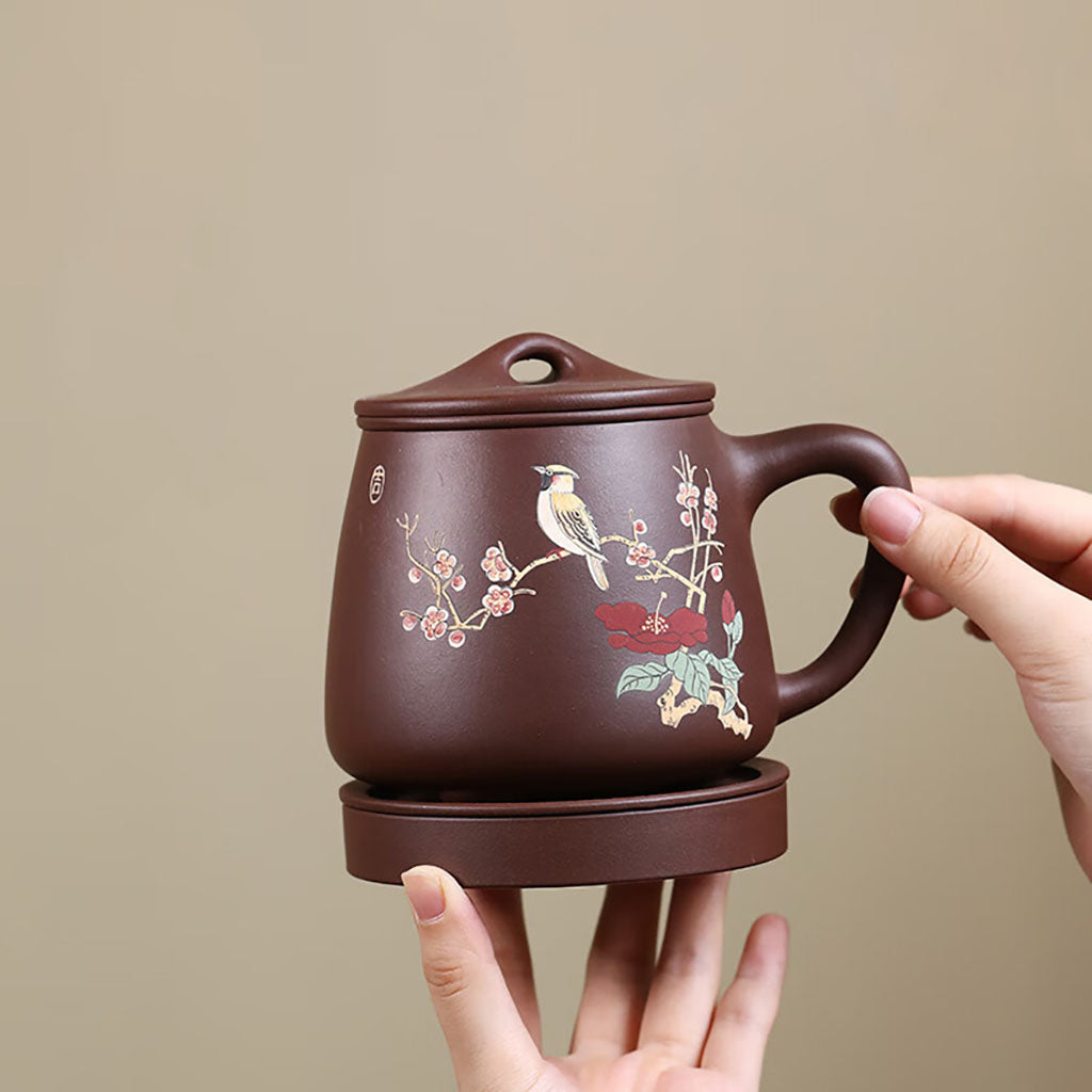 Yixing Purple Clay Tea Cup with Lid and Infuser