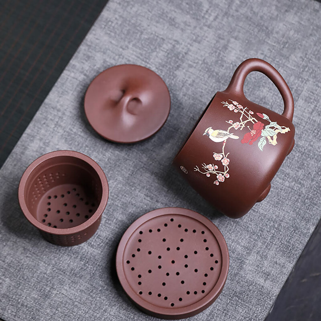 Yixing Purple Clay Tea Cup with Lid and Infuser