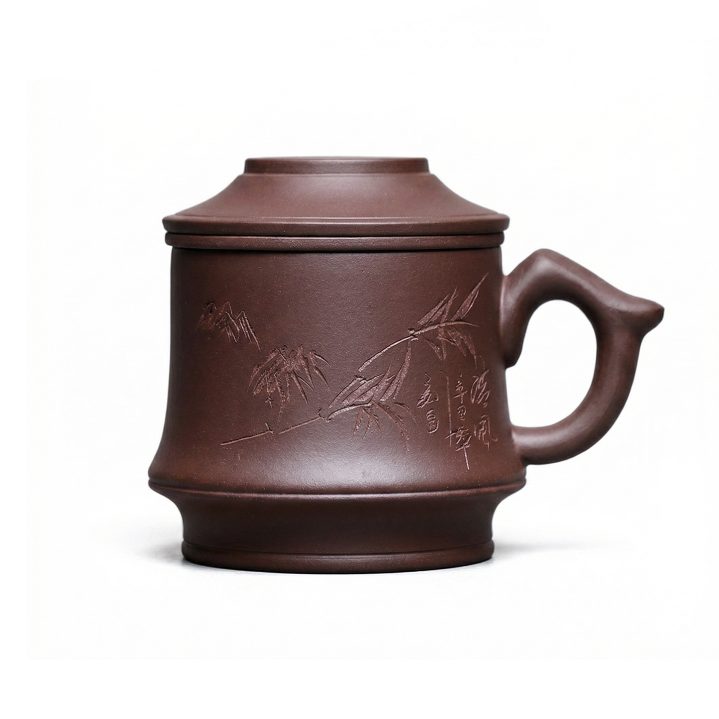 Yixing Purple Clay Tea Cup with Bamboo Infuser and Lid