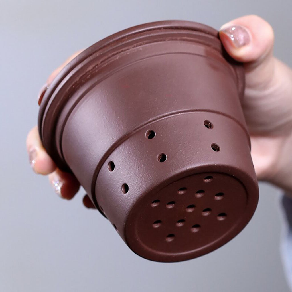 Yixing Purple Clay Tea Cup with Bamboo Infuser and Lid