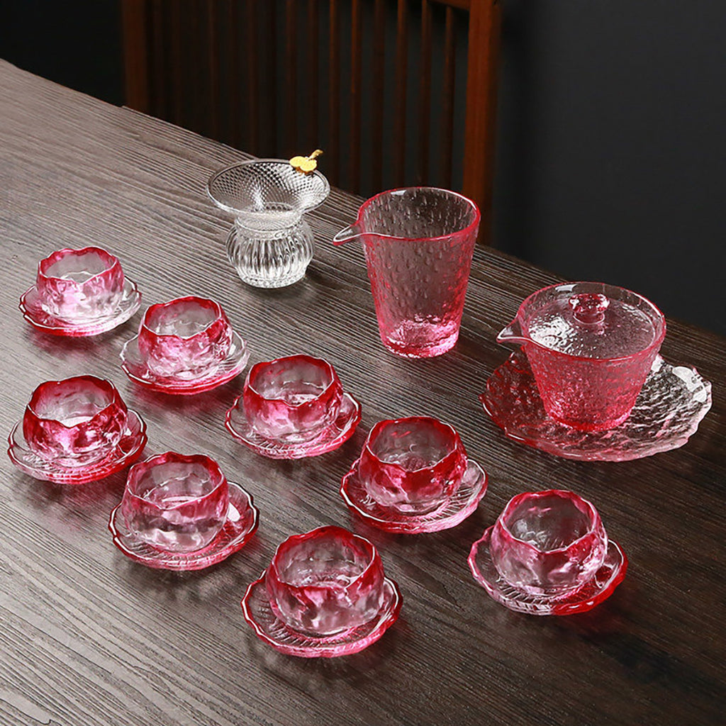 Pink Ice Crystal High Borosilicate Glass Tea Set