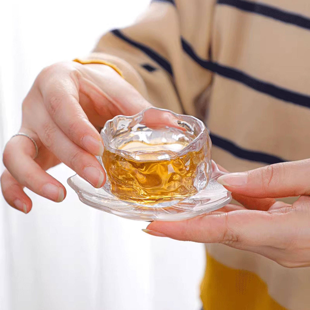 Silver Plum Blossom Crystal Glass Tea Set