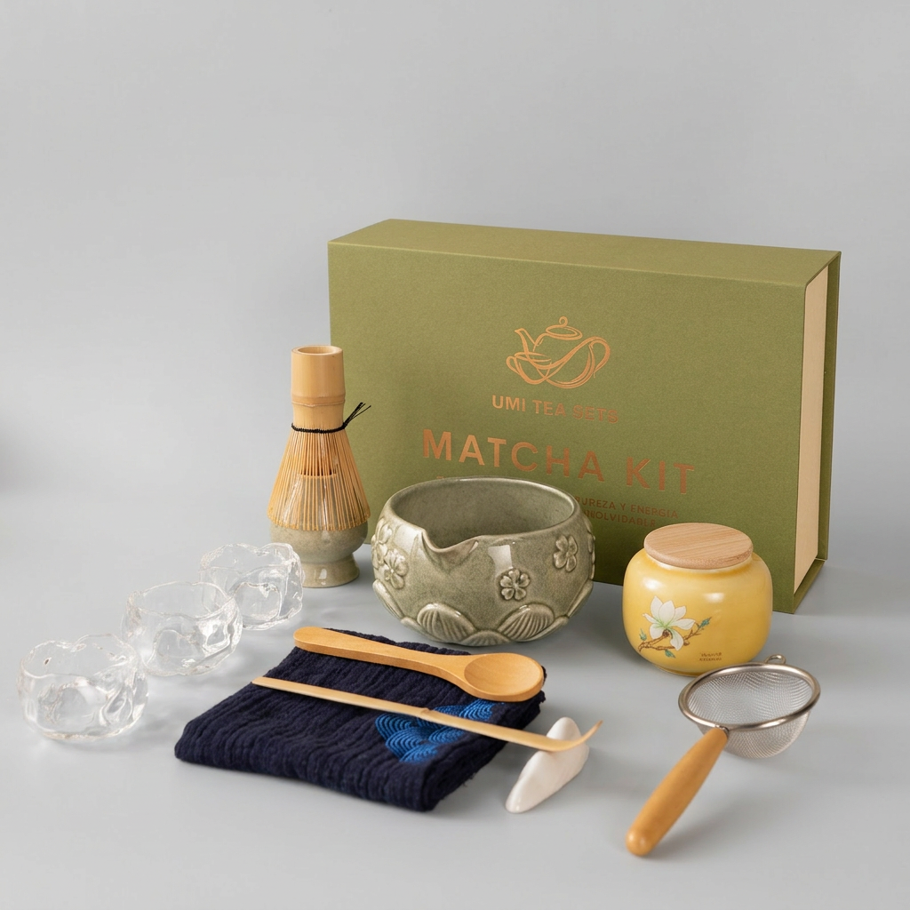Celadon Matcha Tea Set with Bamboo Whisk and Teacups