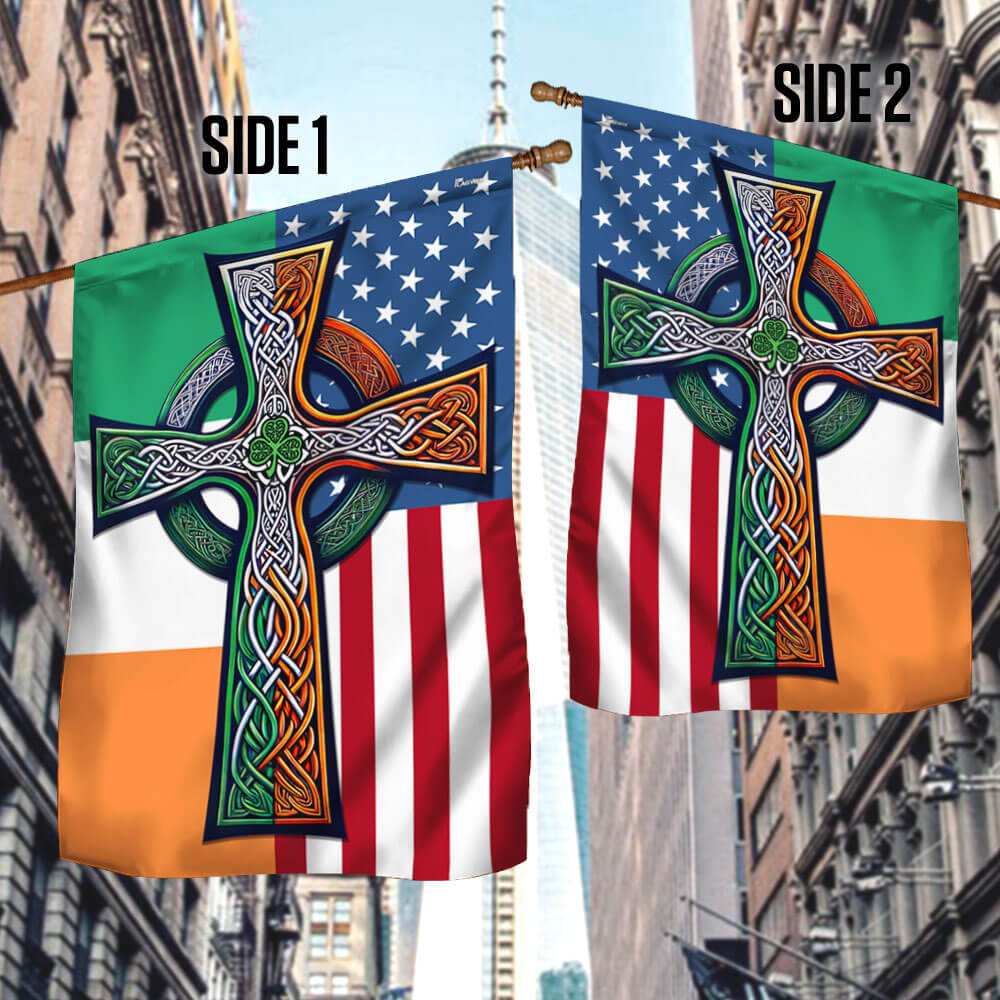 Irish Celtic Knot Cross St. Patrick's Day Flag - Custom Handcrafted Decor