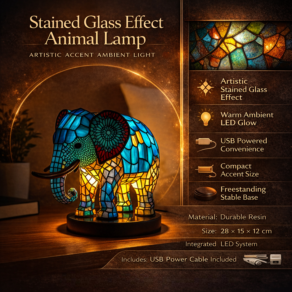 Animal Stained Glass Effect Table Lamp