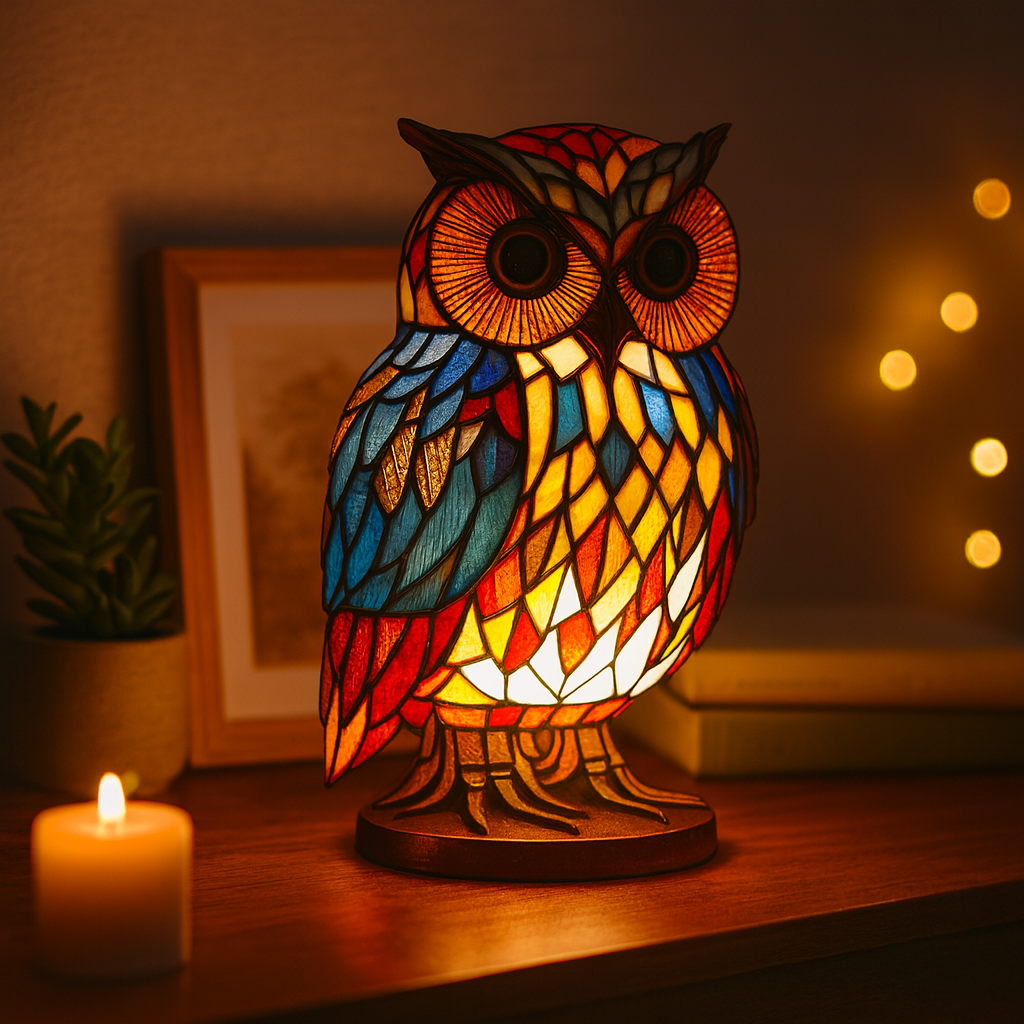 Colorful Stained Glass Animal Table Lamp