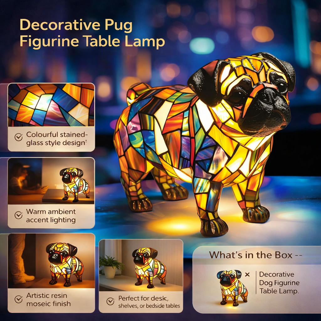 Dog Figurine Table Lamp with Warm Ambient Light