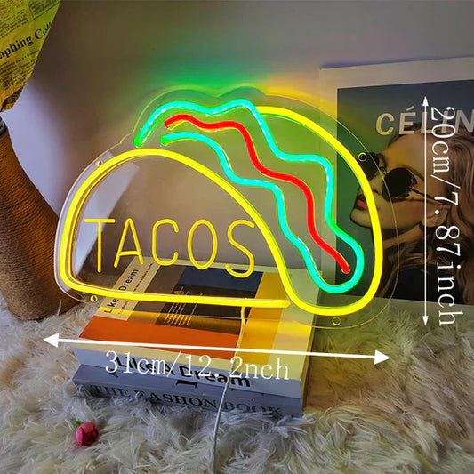 Neon Tacos LED Night Light for Restaurants and Kitchens