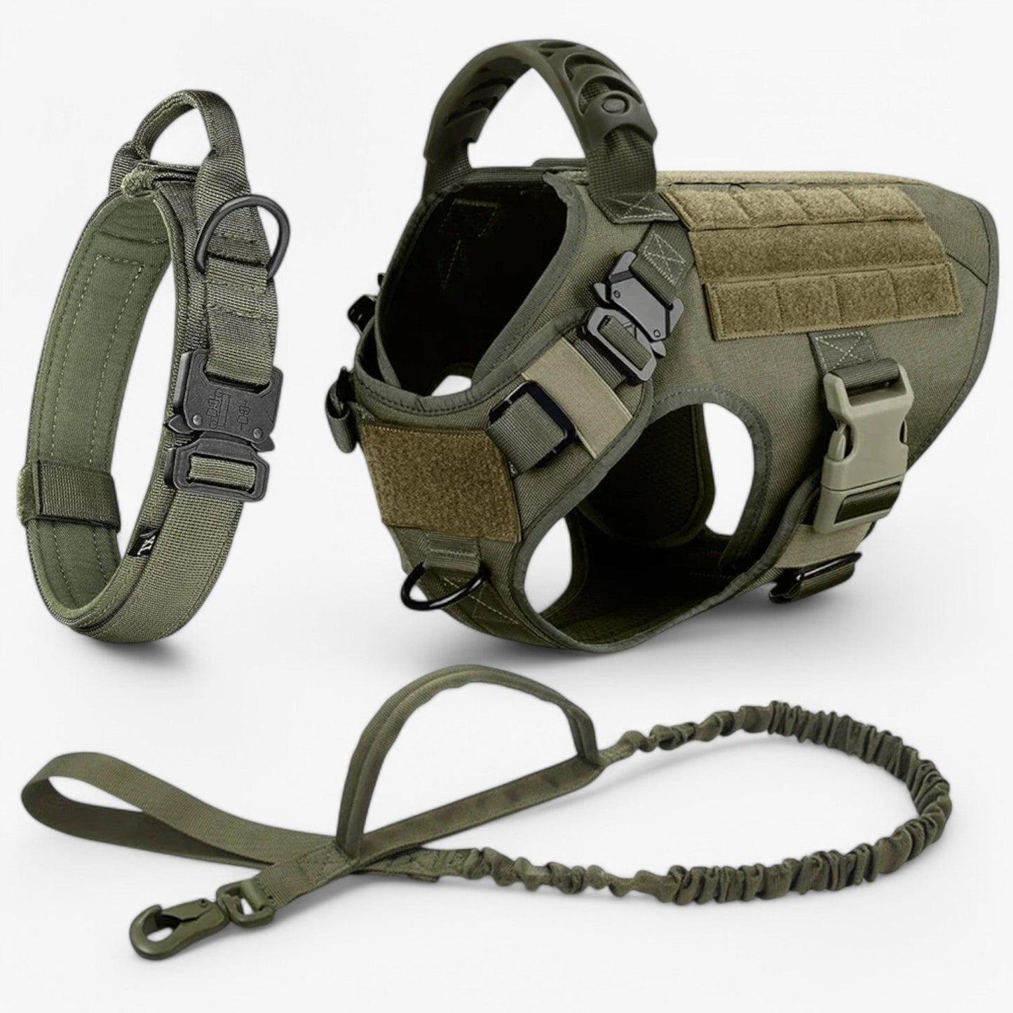 Adjustable Tactical Dog Harness with Control Handle and Breathable Padding