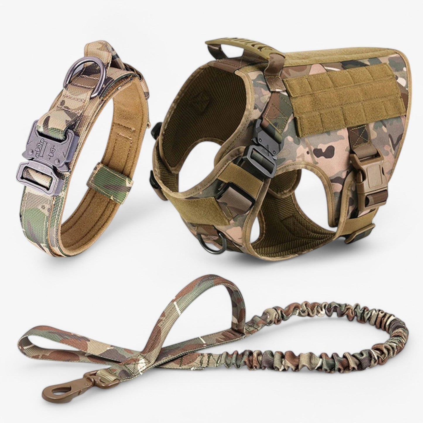 Adjustable Tactical Dog Harness with Control Handle and Breathable Padding