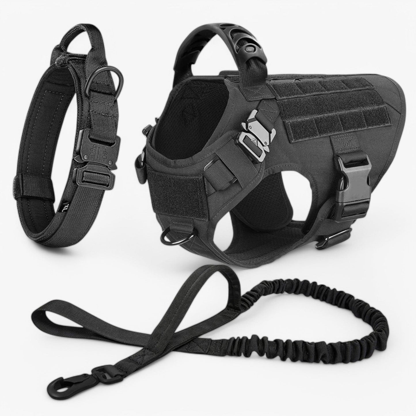 Adjustable Tactical Dog Harness with Control Handle and Breathable Padding