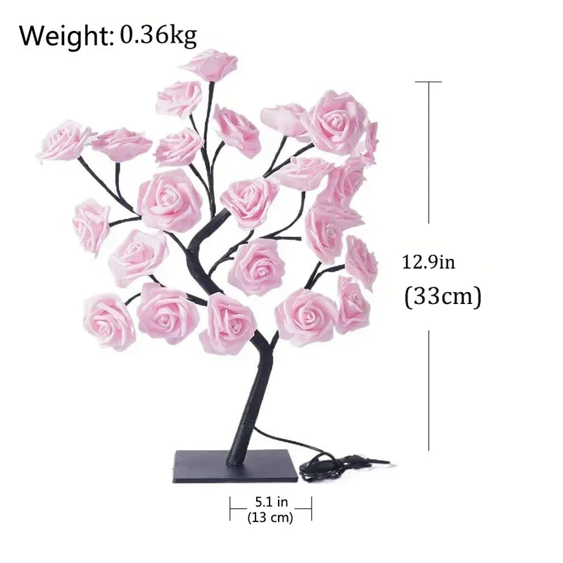 Rose Flower Table Lamp with Warm White Light