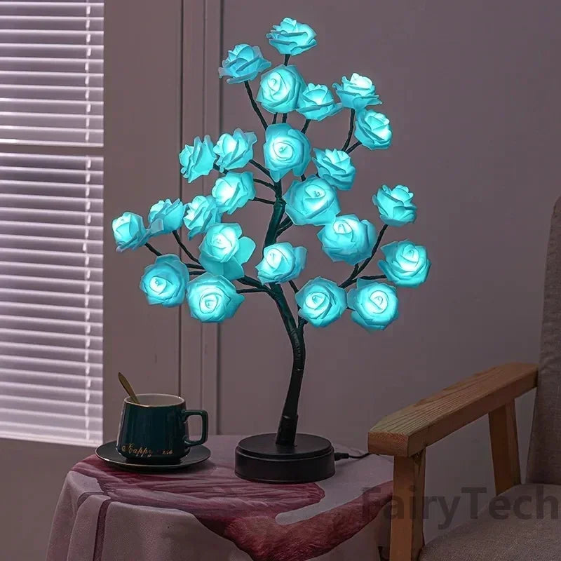 Rose Flower Table Lamp with Warm White Light