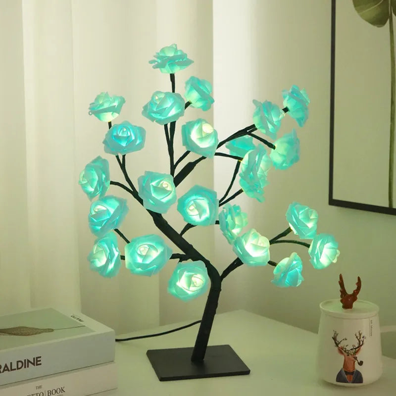 Rose Flower Table Lamp with Warm White Light