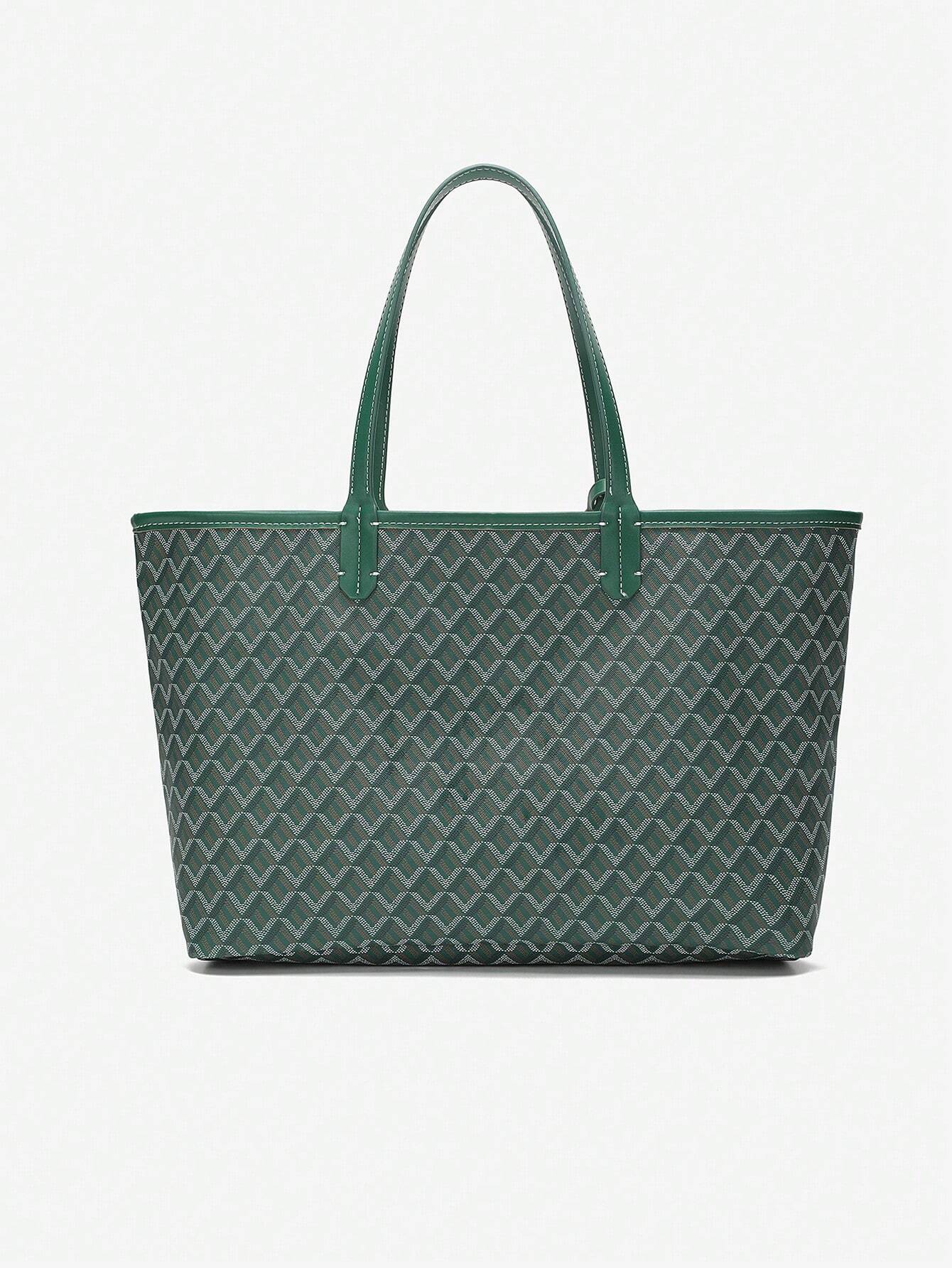 Spacious Graphic Monogram Shopper Bag with Pouch