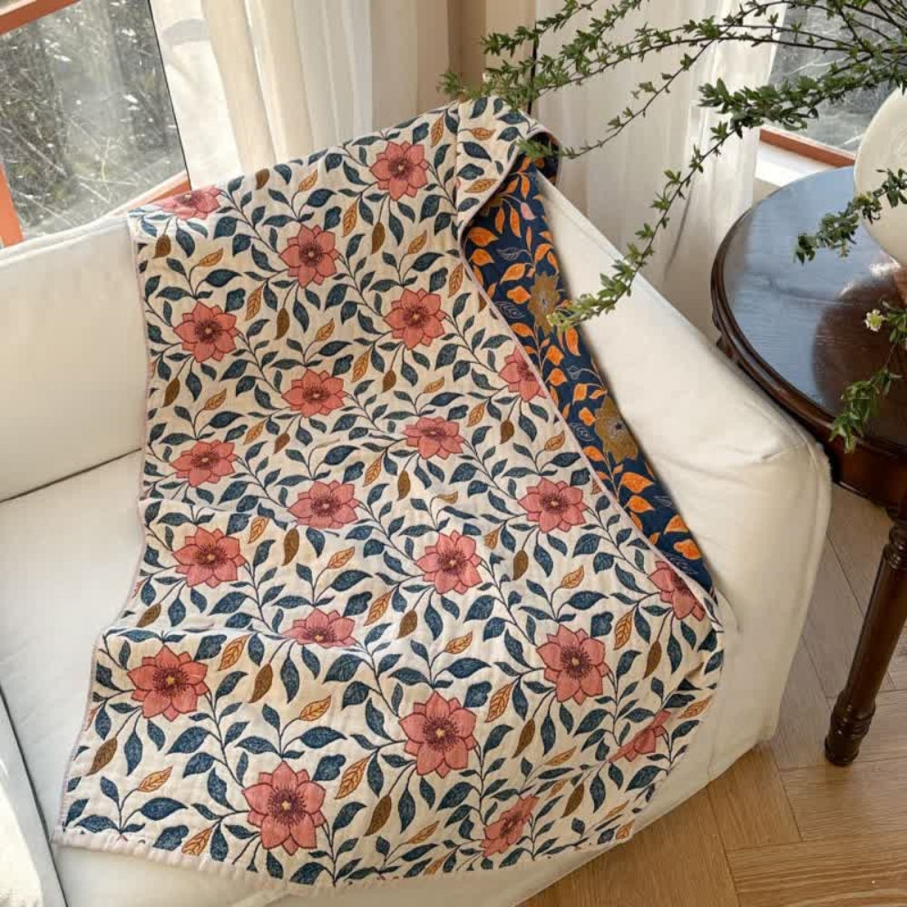 Floral Leaf Cotton Bath Towel
