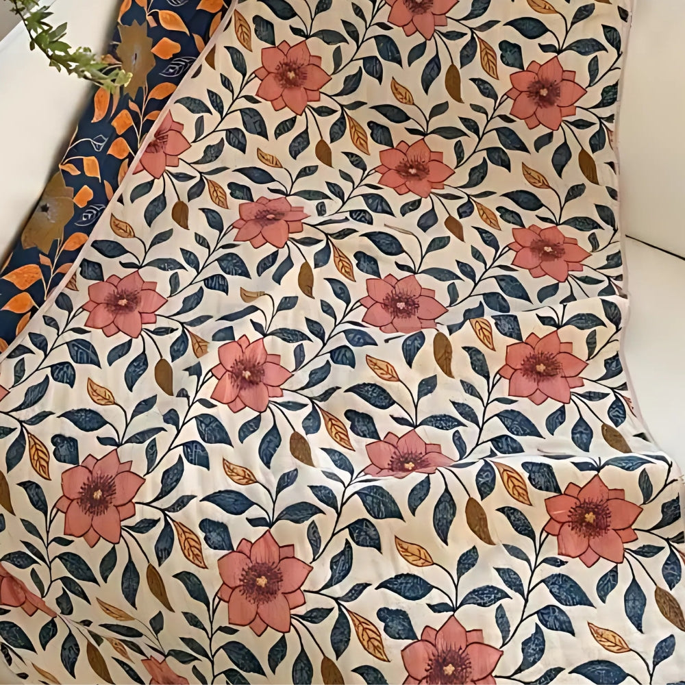 Floral Leaf Cotton Bath Towel