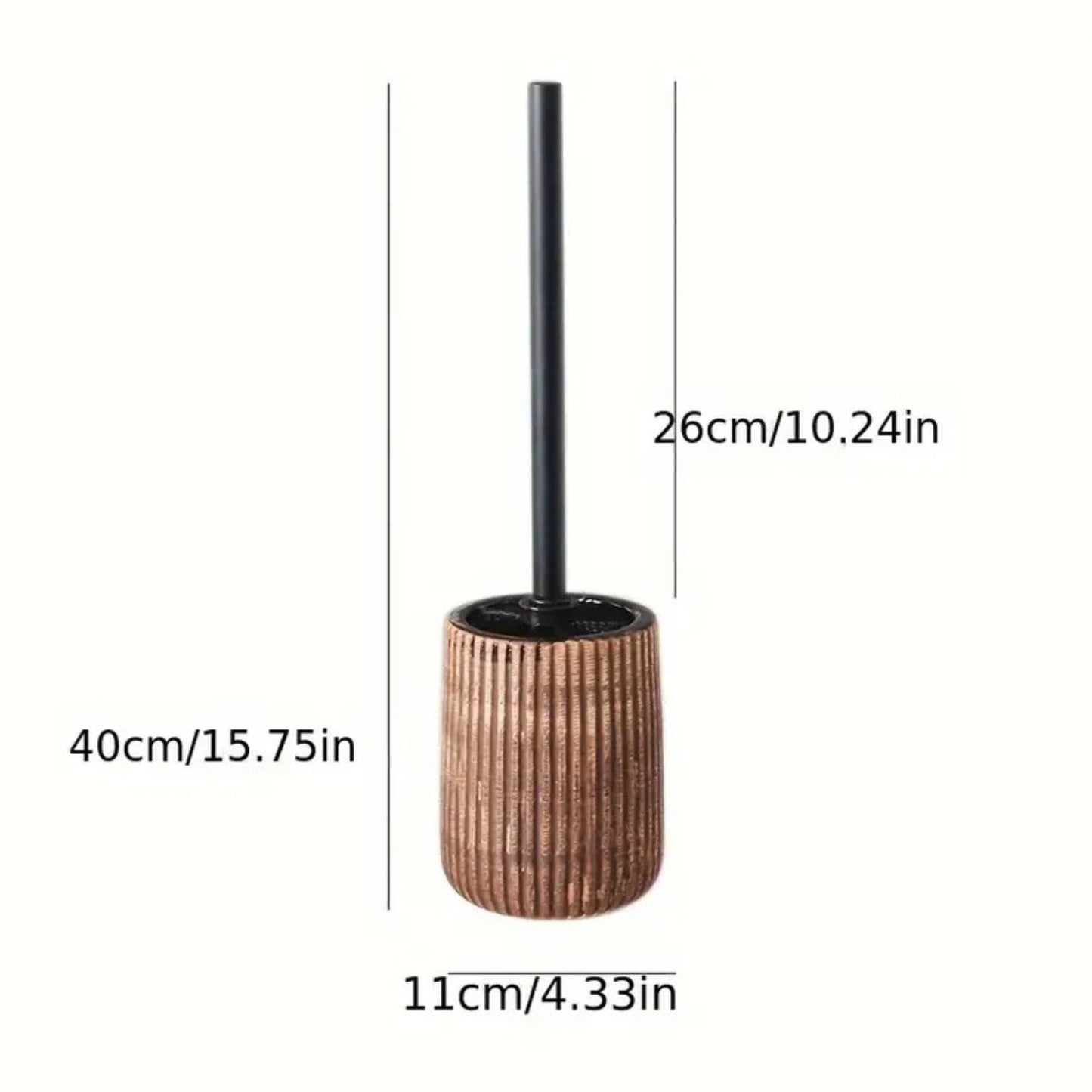 Textured Ceramic Toilet Brush Holder Set with Ribbed Design