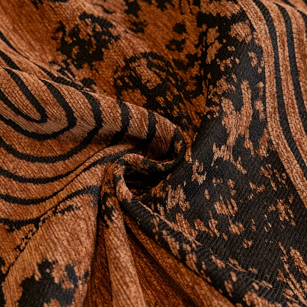 Chenille Mosaic Lines Sofa Cover with Tassels