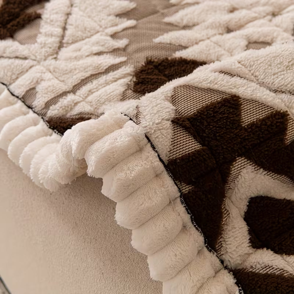 Thick Quilted Plush Couch Cover with Anti-Slip Backing