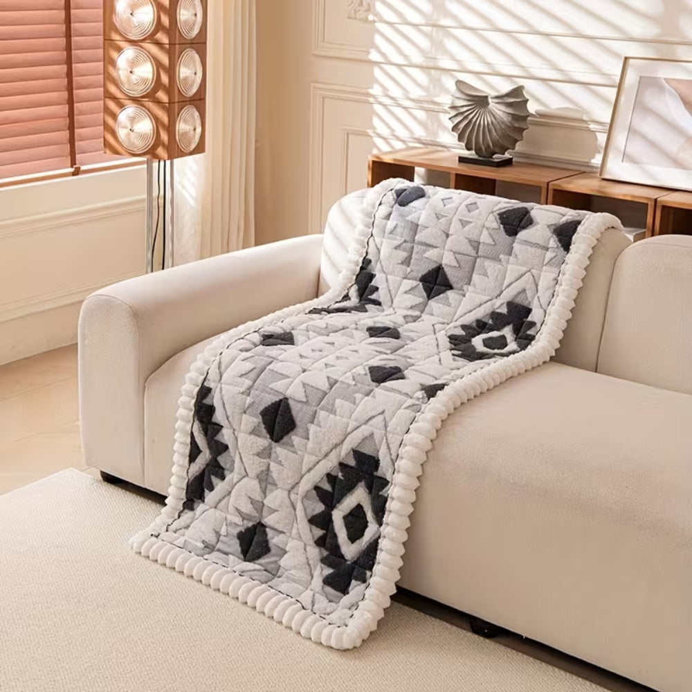 Thick Quilted Plush Couch Cover with Anti-Slip Backing