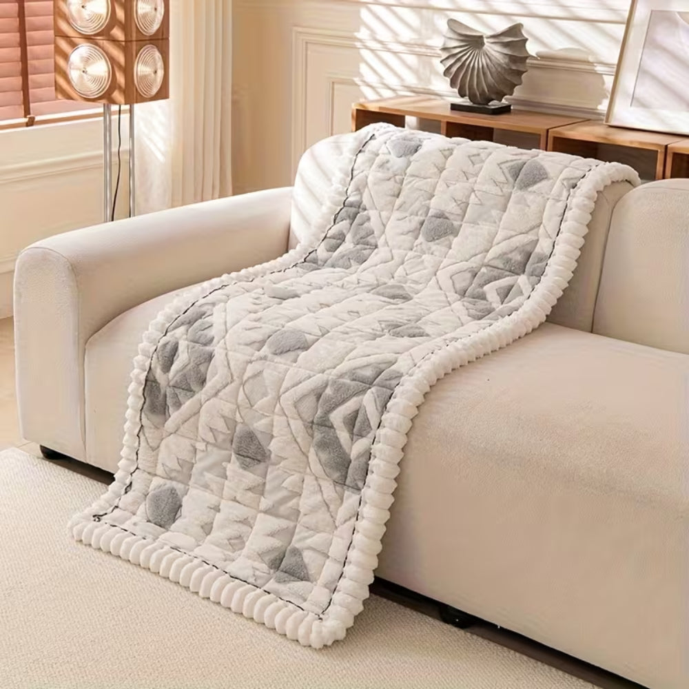 Thick Quilted Plush Couch Cover with Anti-Slip Backing