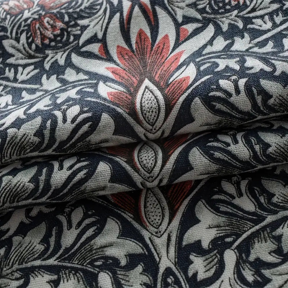 Floral Tapestry Curtain with Tassel Trim