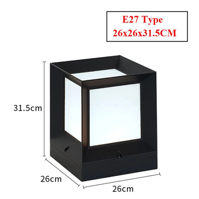 Modern LED Outdoor Post Light with Cube Design