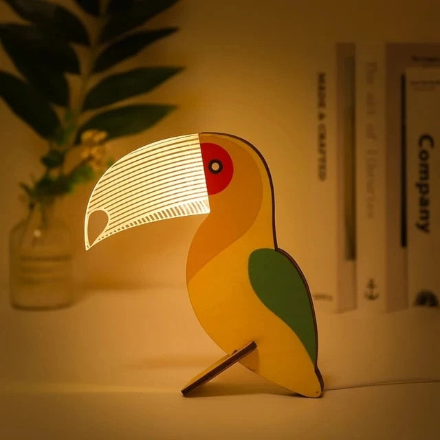 Animal LED Night Light - Wood and Acrylic USB Table Lamp