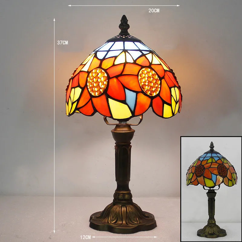 Tiffany-Style Adjustable Desk Lamp with Handcrafted Glass