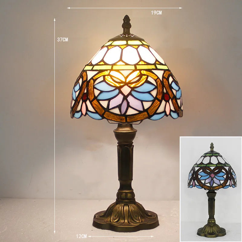 Tiffany-Style Adjustable Desk Lamp with Handcrafted Glass
