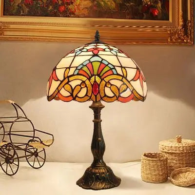 Tiffany-Style Adjustable Desk Lamp with Handcrafted Glass
