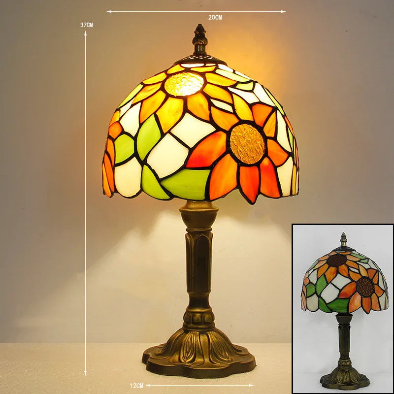 Tiffany-Style Adjustable Desk Lamp with Handcrafted Glass