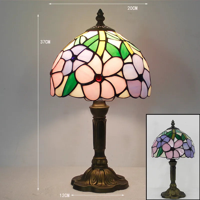 Tiffany-Style Adjustable Desk Lamp with Handcrafted Glass