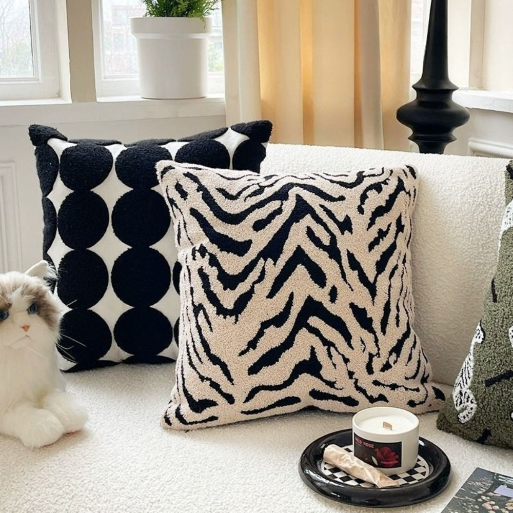 White Tiger Stripe Microfiber Cushion Cover
