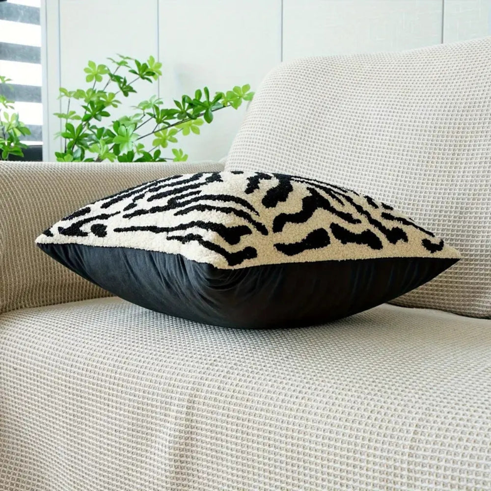 White Tiger Stripe Microfiber Cushion Cover