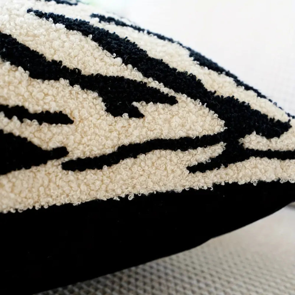 White Tiger Stripe Microfiber Cushion Cover