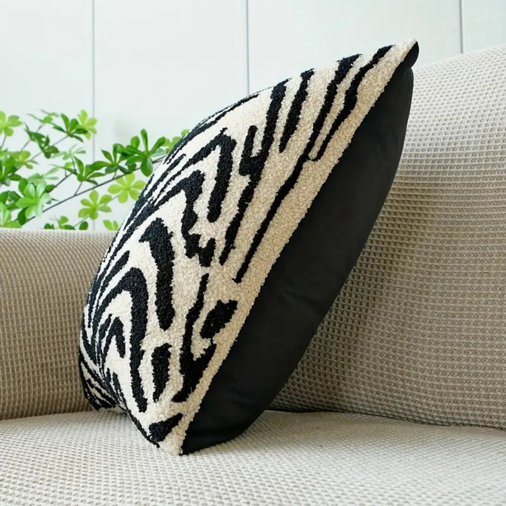 White Tiger Stripe Microfiber Cushion Cover