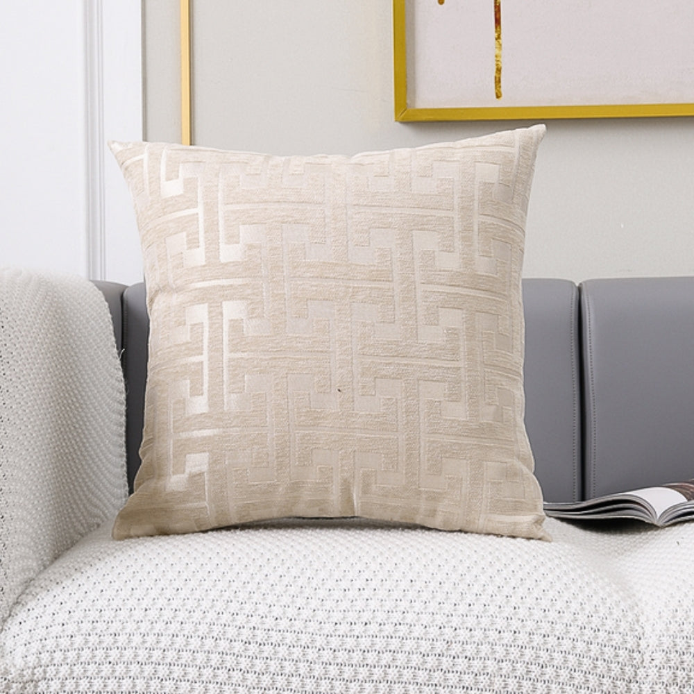 Embroidered Maze Pattern Chenille Cushion Cover