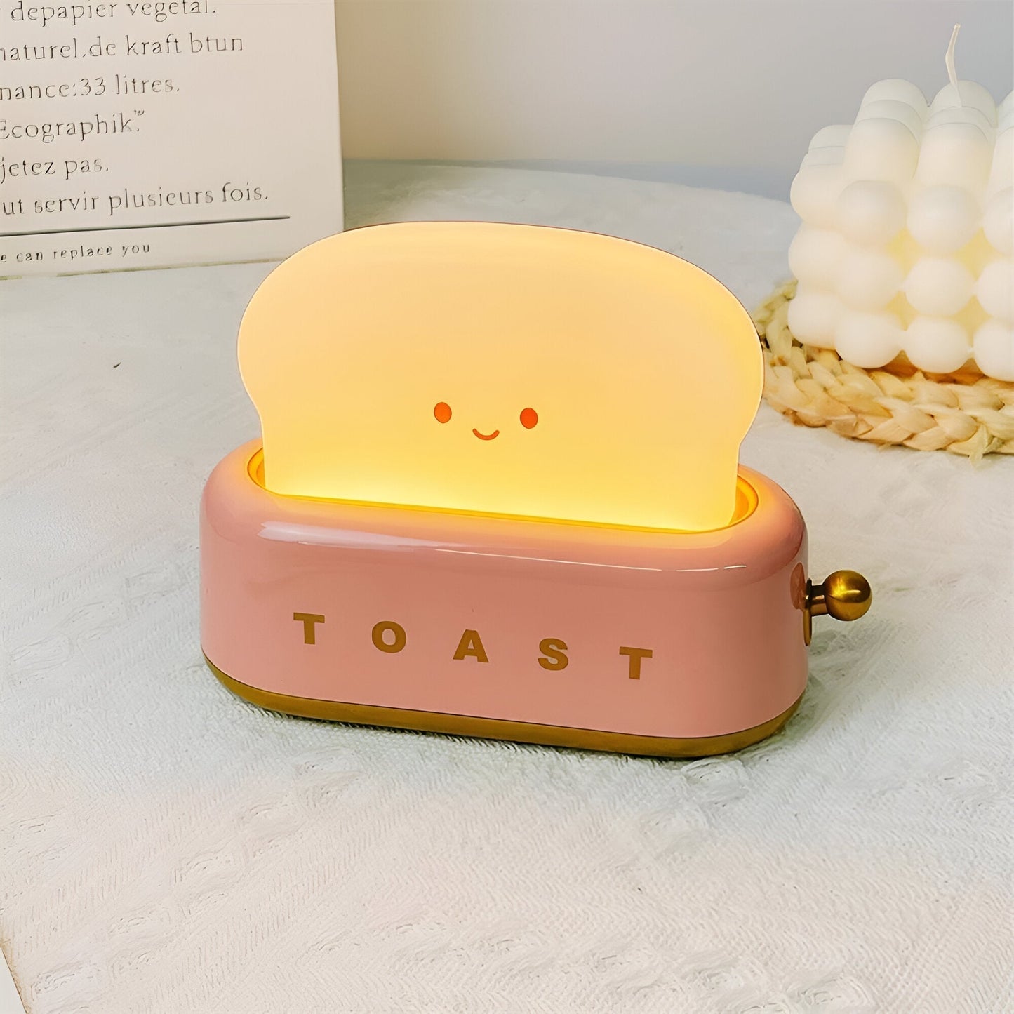 Toaster-Shaped Portable Table Lamp with Dimmable LED and USB Charging Port