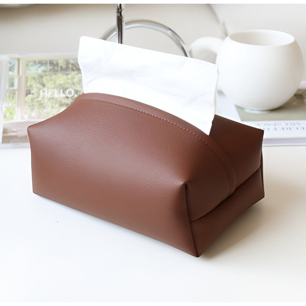 Stylish PU Leather Tissue Case for Home and Office