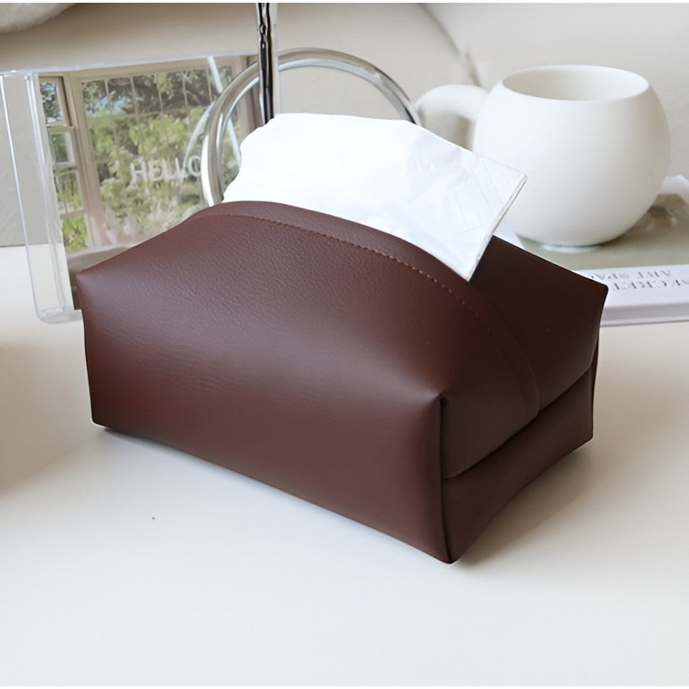 Stylish PU Leather Tissue Case for Home and Office