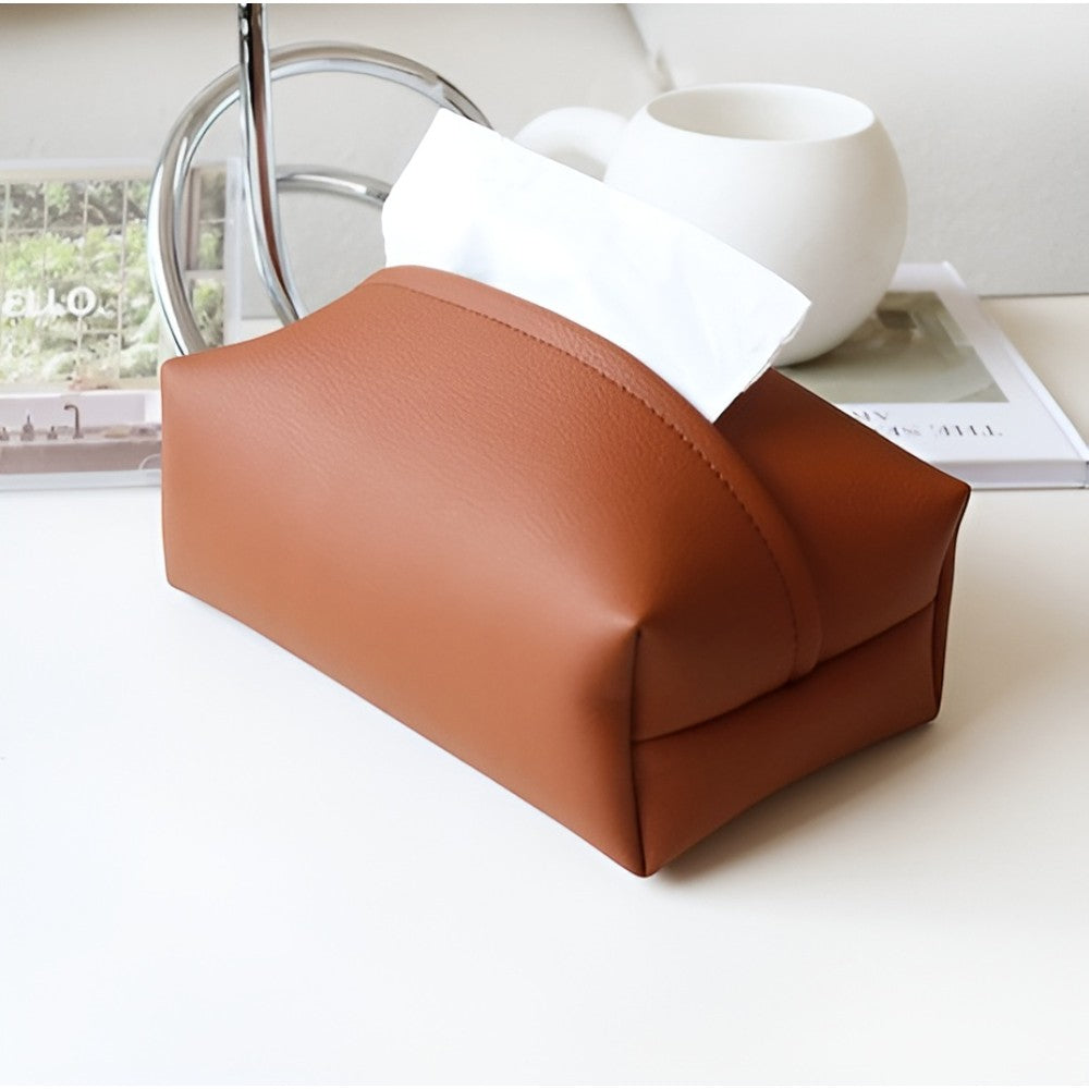 Stylish PU Leather Tissue Case for Home and Office