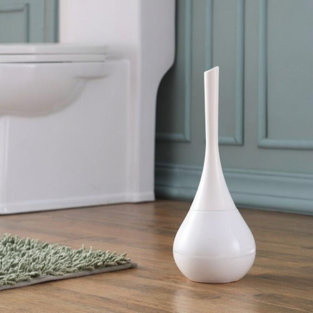 Closed Toilet Brush Set with Slim Handle and Hygienic Stand